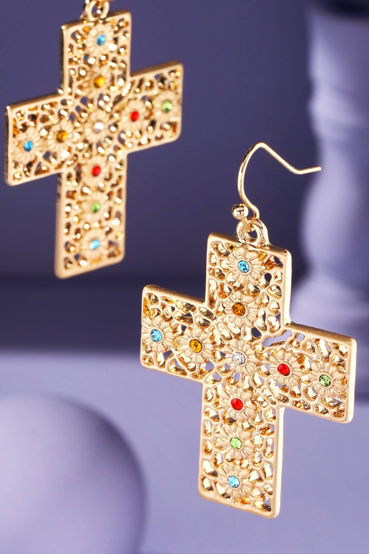 Filigree Cross Earring