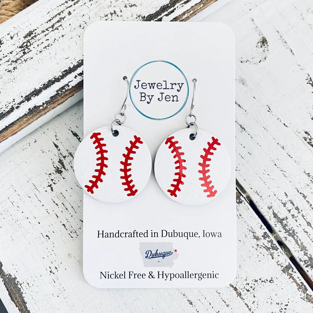 Dangle Baseball Earrings