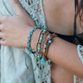 Turquoise Stackable Suede Bracelet - Beads & Natural Stone