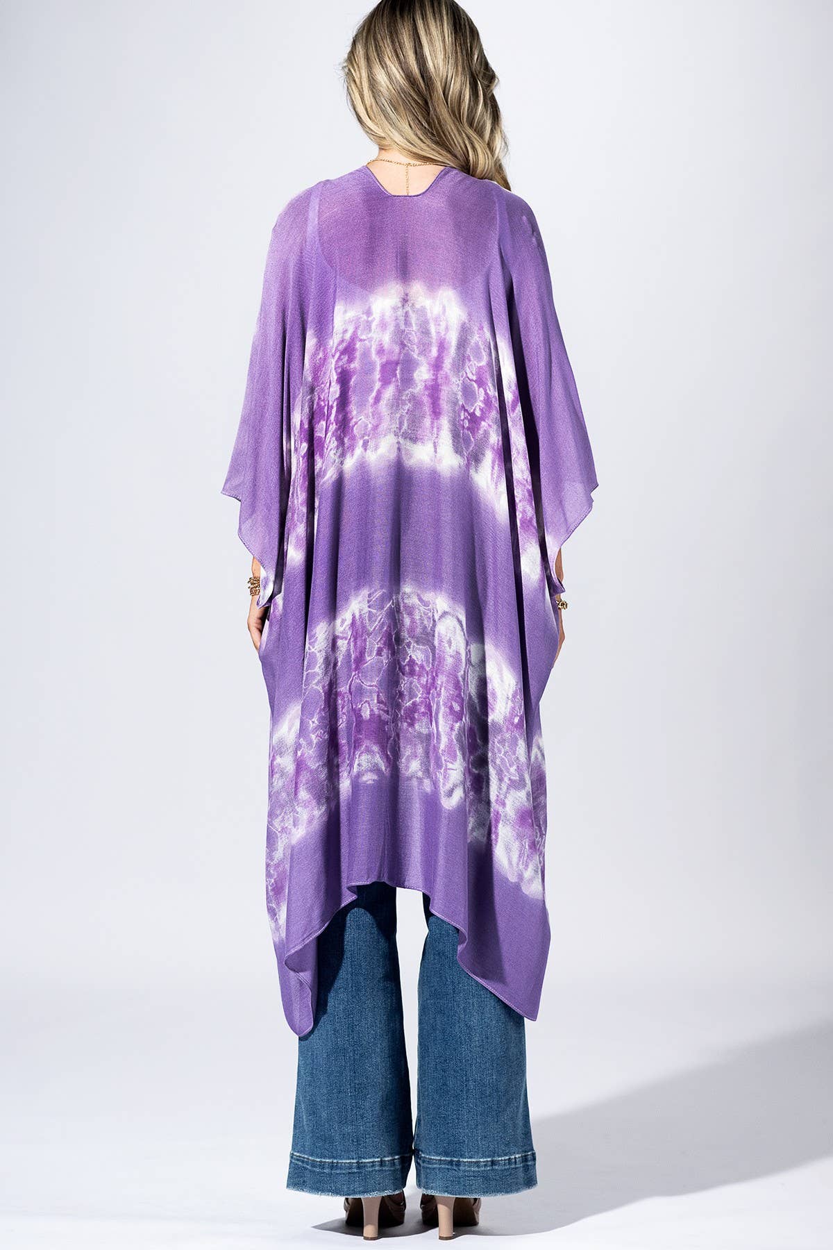 Lavender Tie-Dye Border Kimono