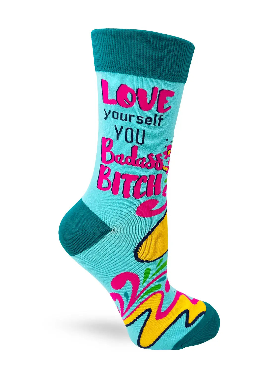 Love Yourself You Badass Bitch Ladies' Novelty Crew Socks