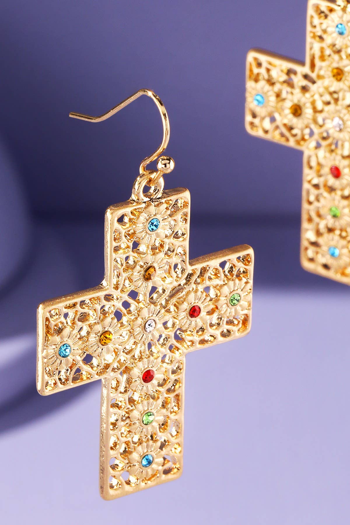 Filigree Cross Earring