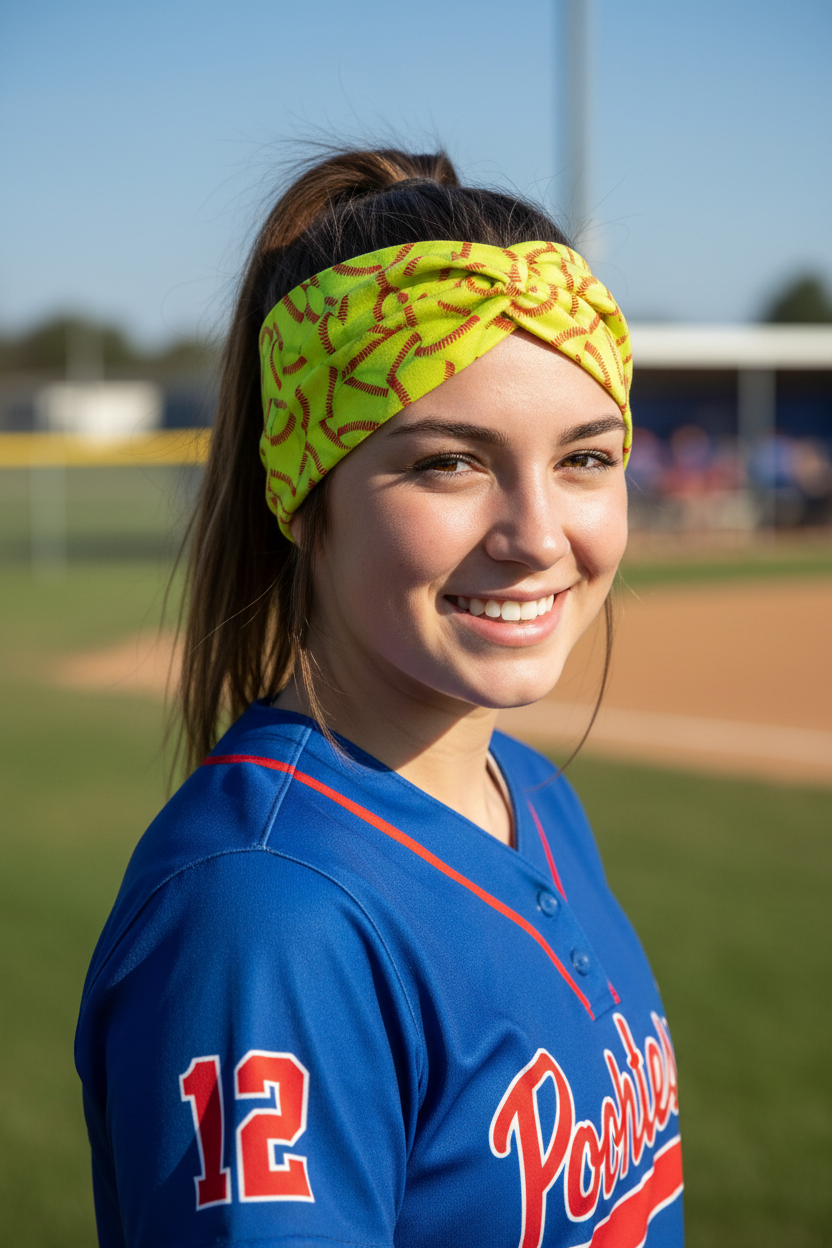 Close-up of Softball Player wearing Headband