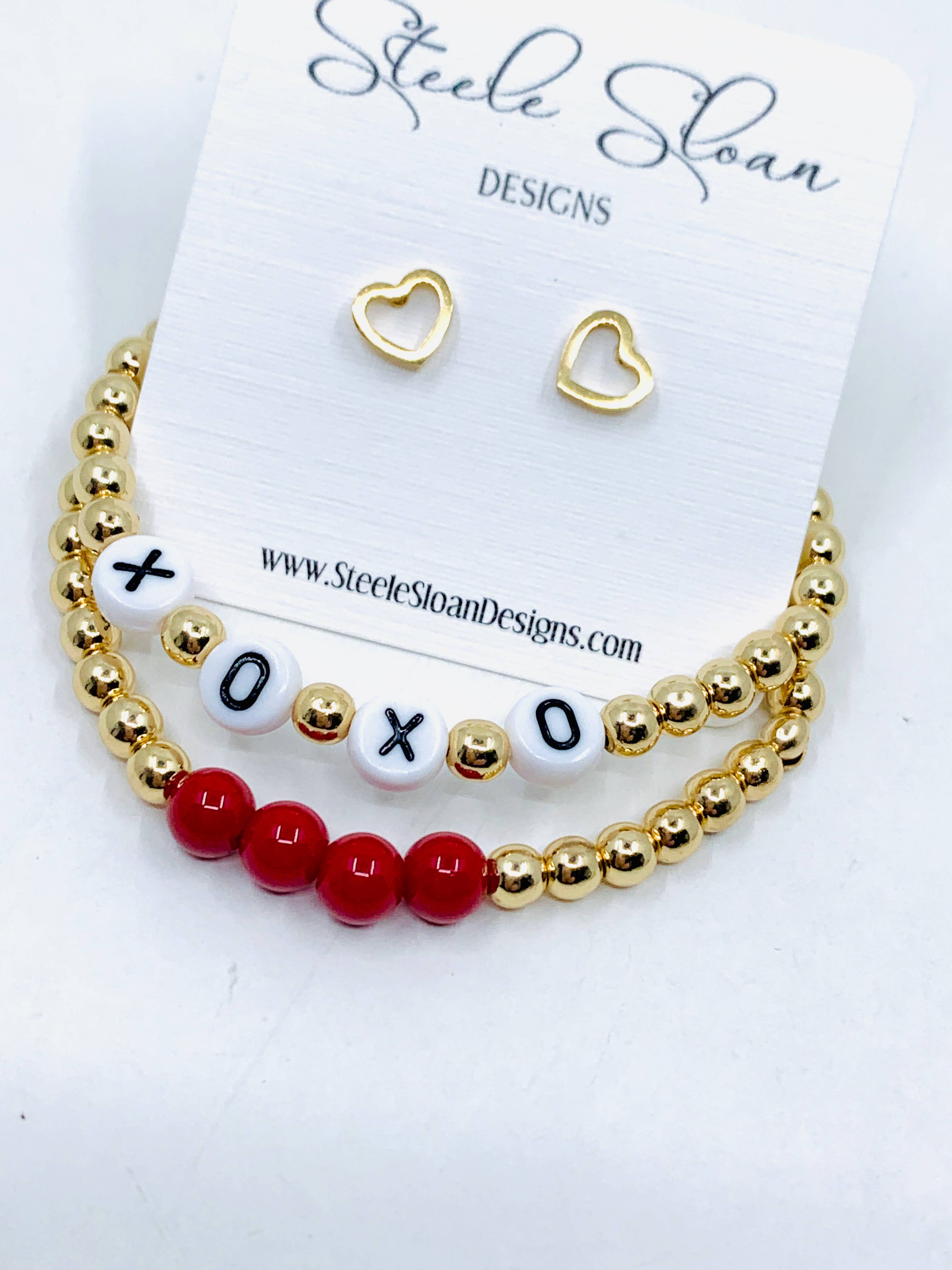 Steele Sloan Designs - Open Heart Gold Stud Earrings, Sweet Valentine's Gift