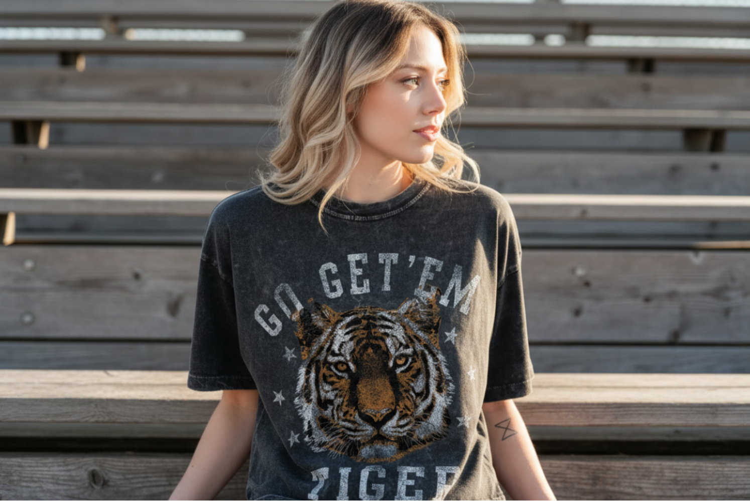 Go Get'em Tiger Tee on Bleachers