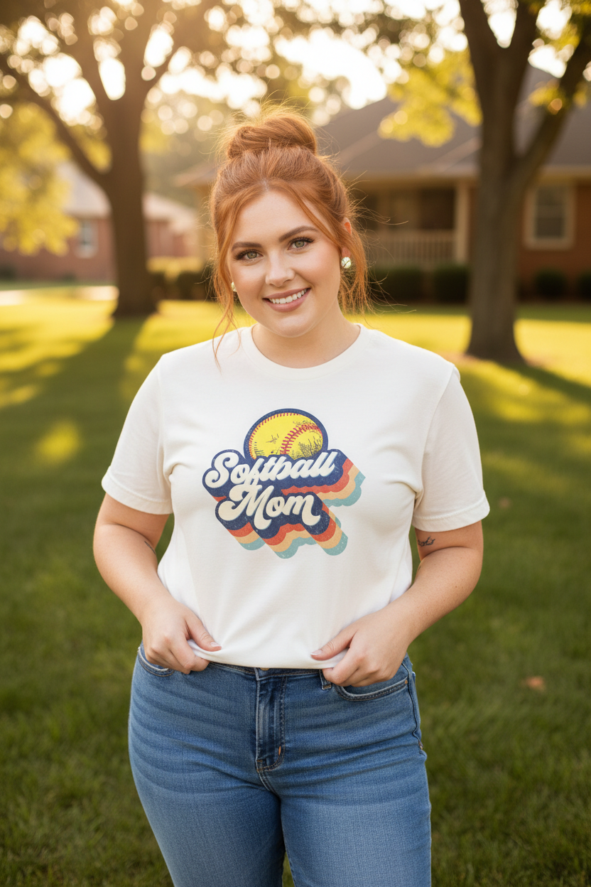 Softball Mom Graphic Tee - front yard setting