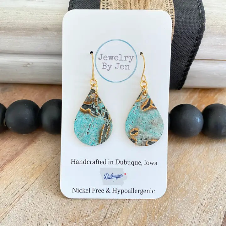 Small Teardrop Earrings: Turquoise Wildwood